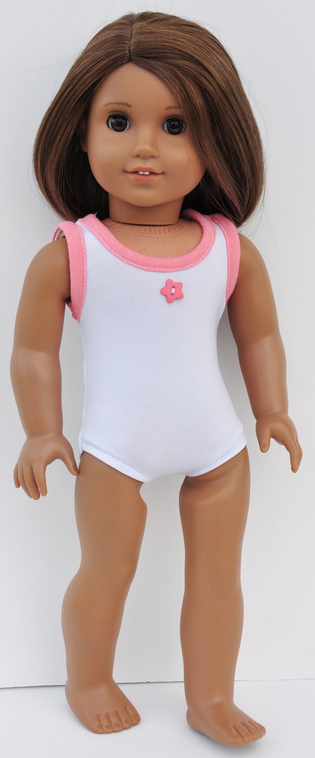 American Girl Swimwear - White One-Piece with Coral Stripes Coverup