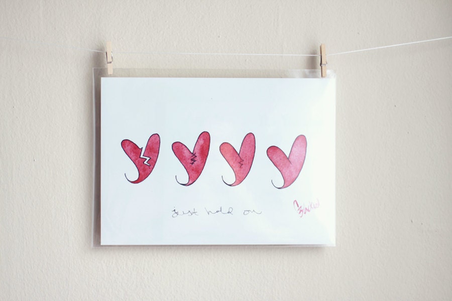 5x7 Watercolor Luster Print - The Broken Heart