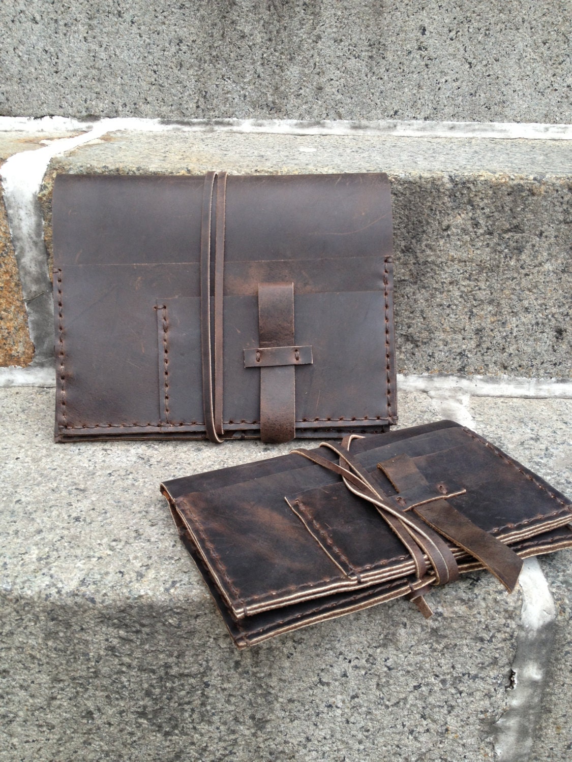 Gold iPad case - iPhone and accessories pocket - hand sewn