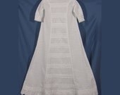 Antique Baby Christening Gown - pin tucks, cotton lace - Doll Gown - 35" long - 1900-1910