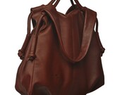 Leather slouchy Handbag, named Femme Fatale , in  Bruciato brown  color MADE TO ORDER