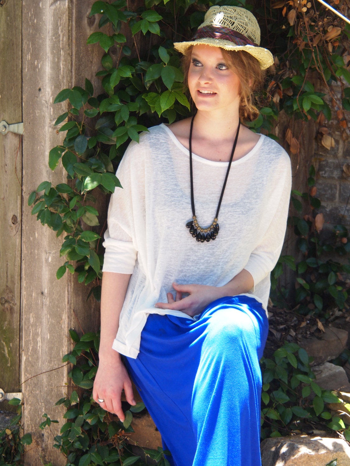 black / brass / black cotton jersey necklace
