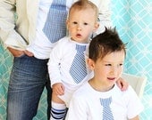 Father's Day Gift Set of 3 Necktie Shirts for Daddy, Son, and Baby. Any Onesie & 2 T-Shirts. New Dad,  Wedding, Ring Bearer, Summer