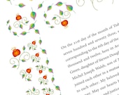 Ketubah - Chumsa with pomegranates on white