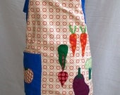 Red and Blue Full Apron with Veggies