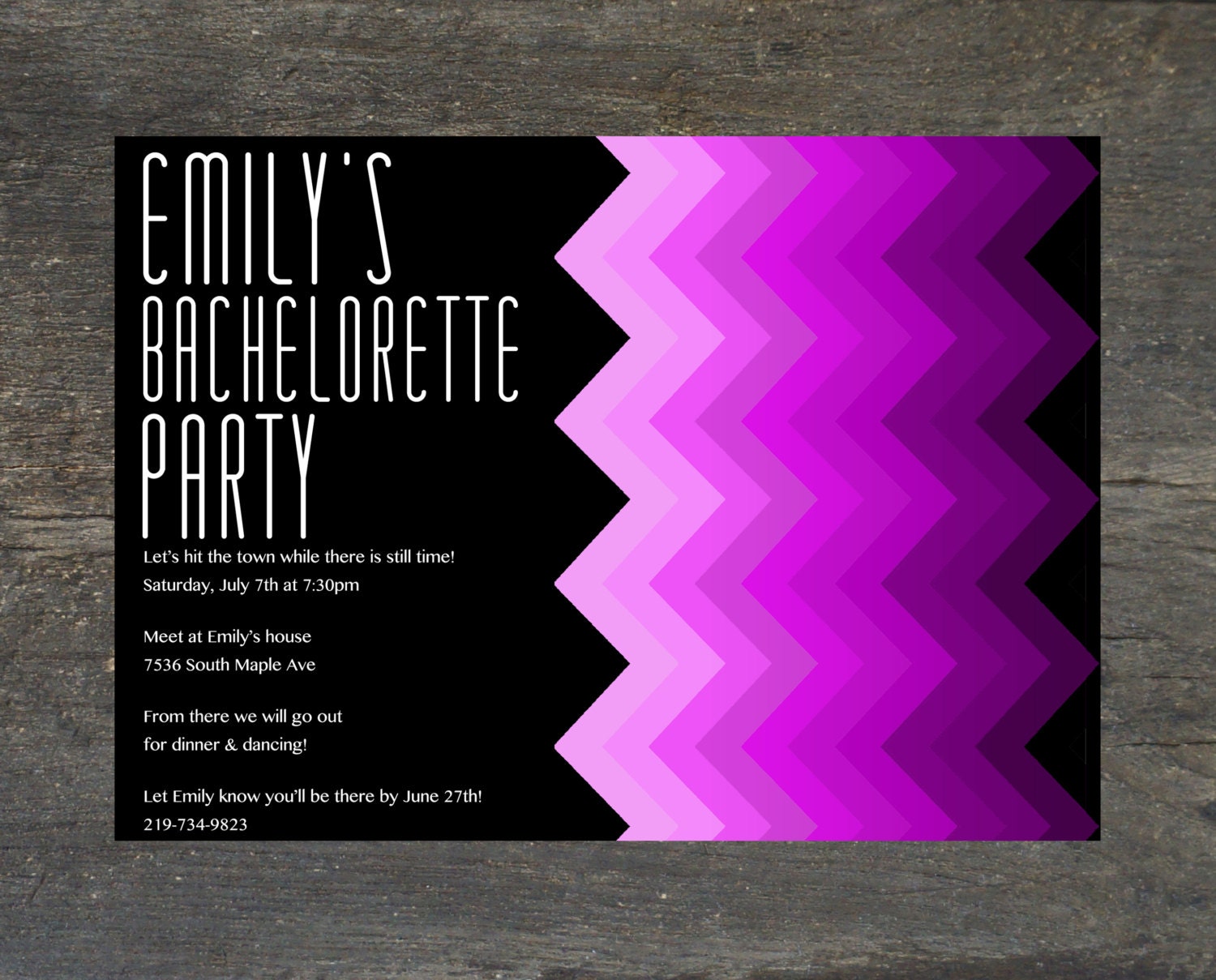 Bachelorette Party Invitation-Purple Chevron