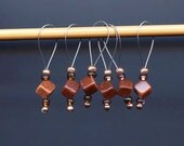 Knitting Stitch Markers Large Size Snag Free Goldstone Semi-Precious Stones Glass Beads