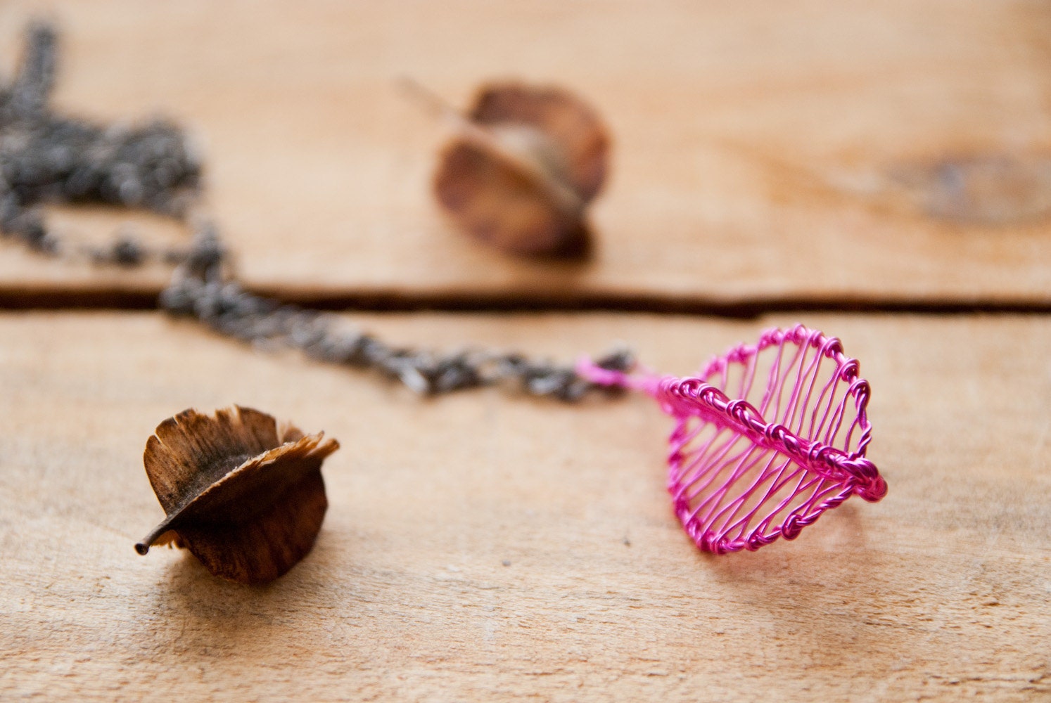 Necklace Pendant - Bush Willow - in Hot Pink
