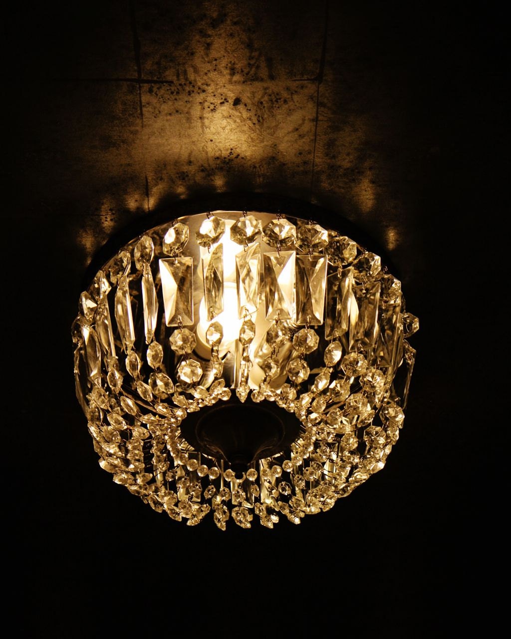 Chandelier Photograph - Glamourous Home Decor - Crystal Black Gold - Wall Art - Light - Glow - Hollywood - Photography