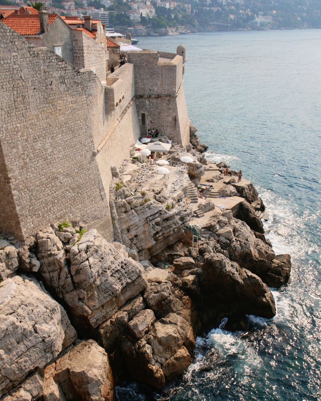Dubrovnik Photography - Croatia Photograph - Mediterranean Decor - Travel Photography - Sea Print - Cafe - Stone Water Light - Wall Art