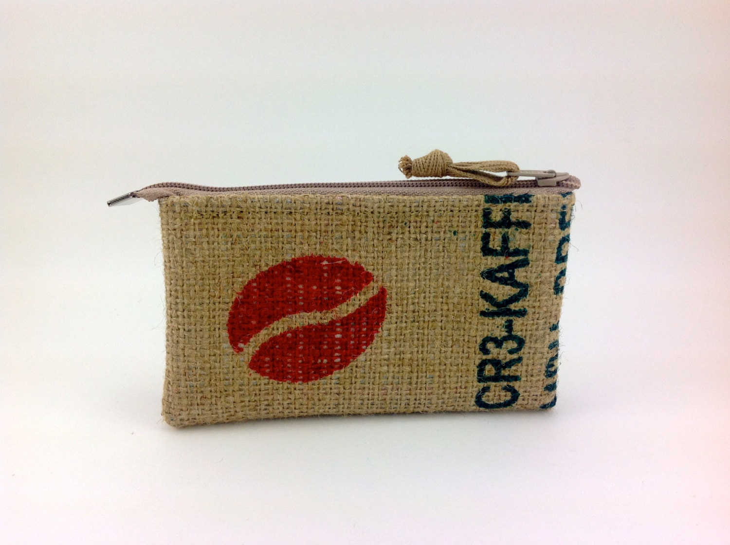 Coffee Sack Zipper Pouch - Burlap Pouch- Small Zipper Wallet - Burlap Case- Handmade zip pouch- Womens Wallet - Ready to Ship