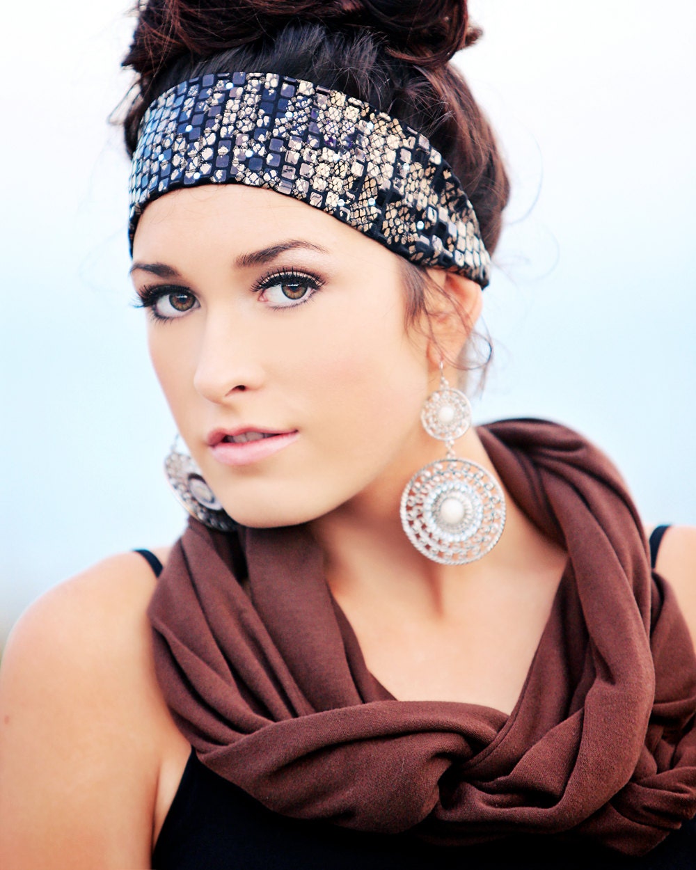 Brown Snakeskin Bling Headband