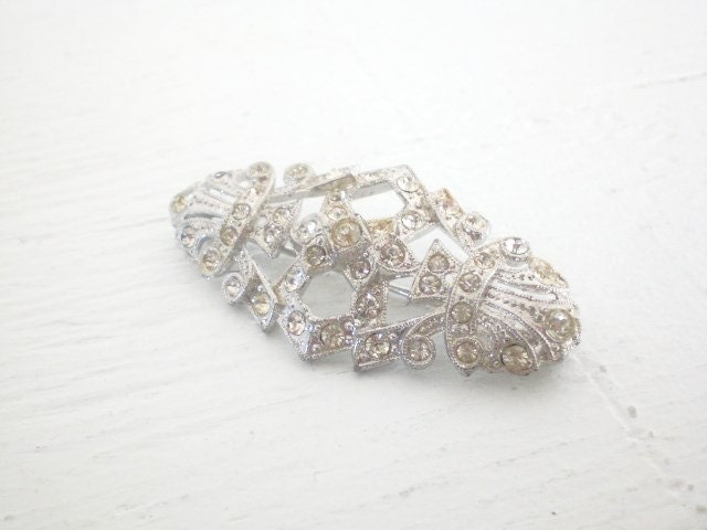 Vintage Rhinestone Brooch Pin Art Decor
