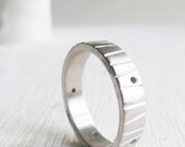 men's wedding band - black diamond modern engagement ring - palldium sterling silver - his and hers - his and his - hers and hers