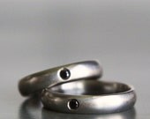 matching palladium wedding bands - gender neutral black diamond wedding rings - hers and hers, his and his, his and hers - conflict free