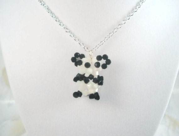 Bear Necklace Beaded Bear Necklace