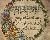 inspirational quote typography poster mary oliver henna design 11 x 14 PRINT boho aqua teal earthtones