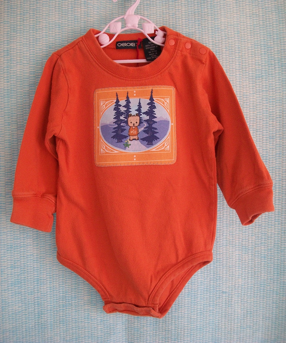 Pie Bear Long Sleeved Size 18 Month Onesie