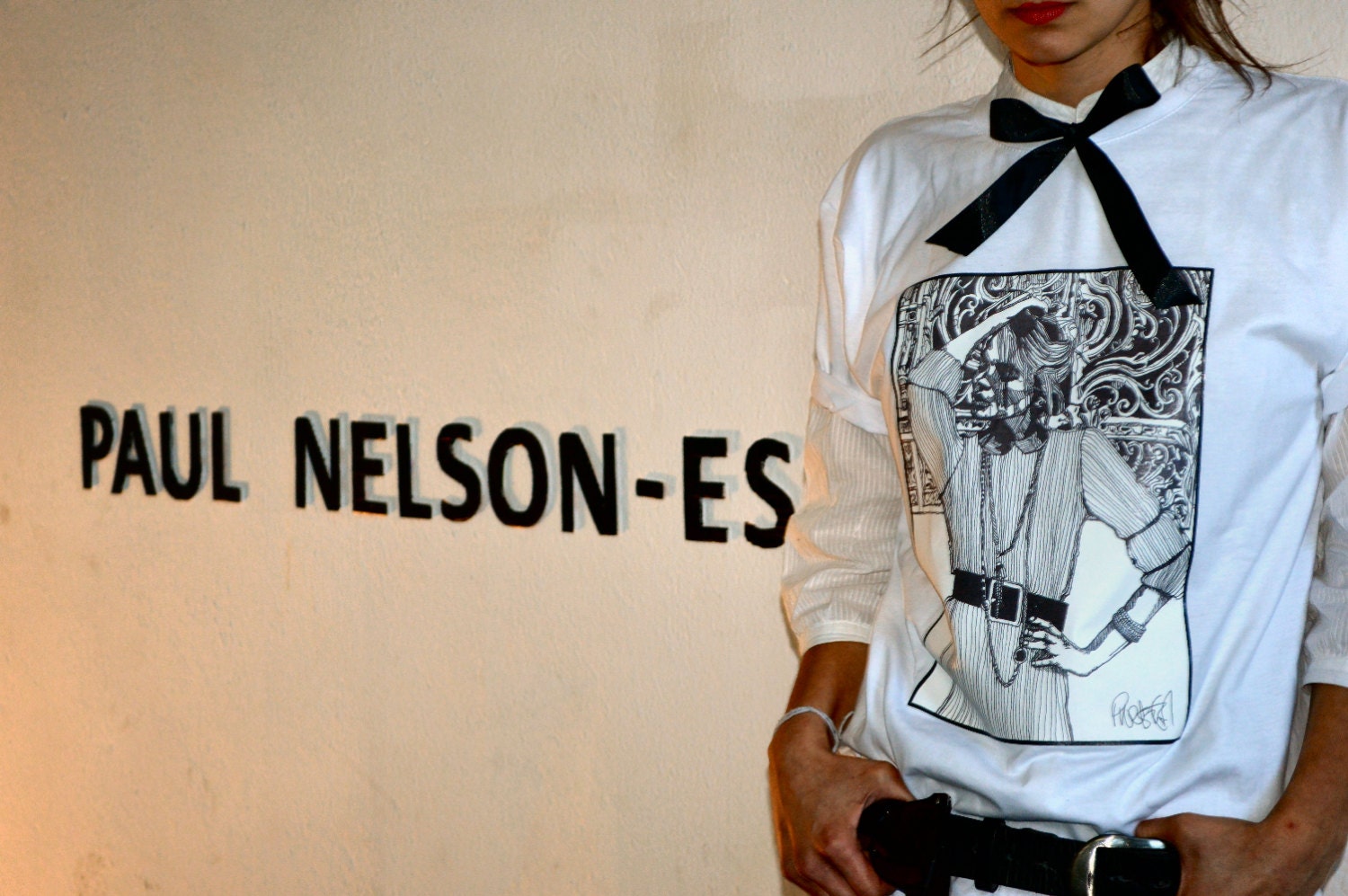 T-Shirt - B&W Fashion Illustration - 'Pin Striped' by Paul Nelson-Esch