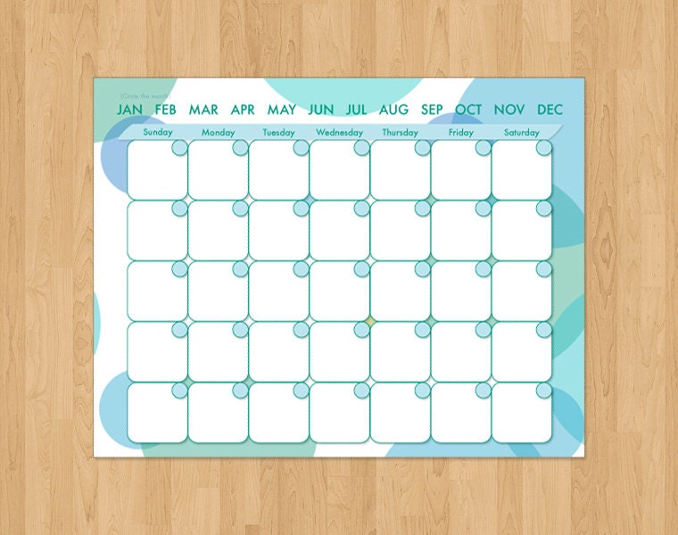 INSTANT DOWNLOAD Monthly Calendar Organizer Planner, printable
