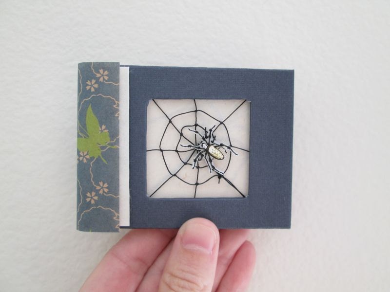 Banana Spider Mini Book - Handmade Blank Book with Shrink Plastic Spider Decoration