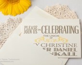 Vintage Wedding Invitations / Yellow Wedding Invitations / Taupe Wedding Invitations / Sample