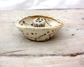 Ceramics Incense Holder with Red Dots and Brown Spots
