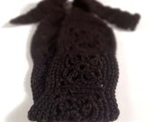 Crochet Headband, Knit Boho Hairband - Black 100 percent Cotton