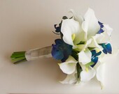 Real Touch Calla Lily and Orchid Bouquet (Turquoise Bouquet, White Bouquet) Artificial Calla Lily Bouquet
