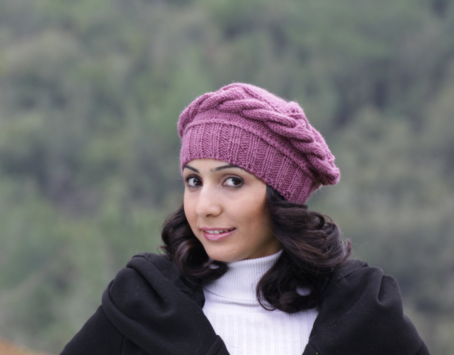 Womens knit hats Rose color