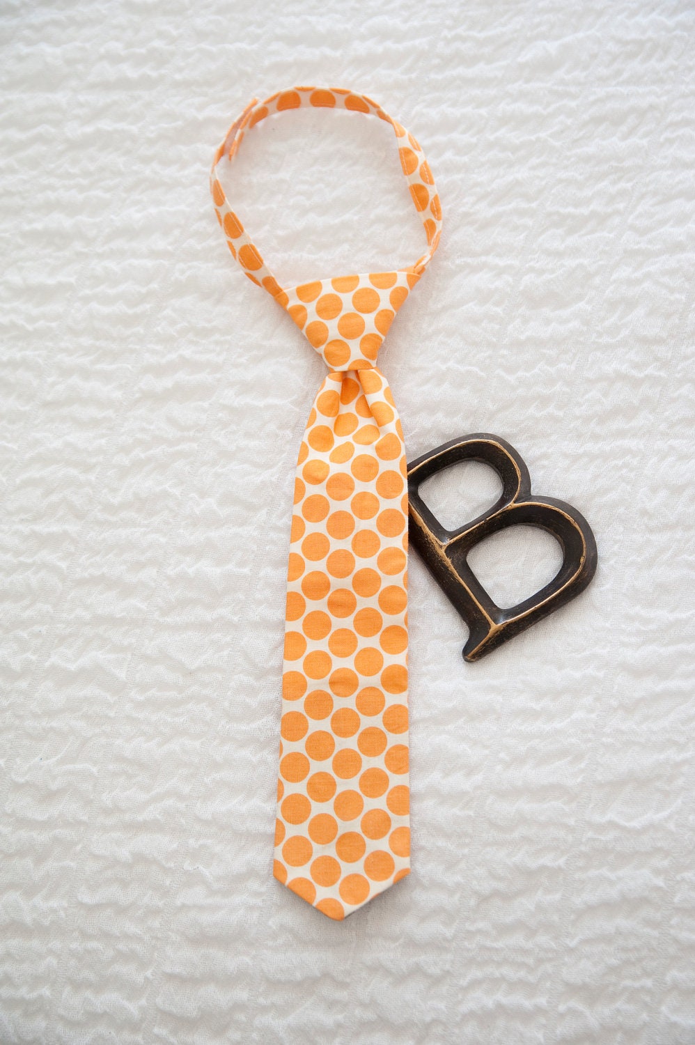 Orange Polka Dot Tie, Polka Dot Toddler Tie, Polka Dot Boys Tie