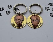 Best Furry Friends Pet ID Tags -Torn Hearts in Brass & Antique Copper (2 Pet ID Tags)