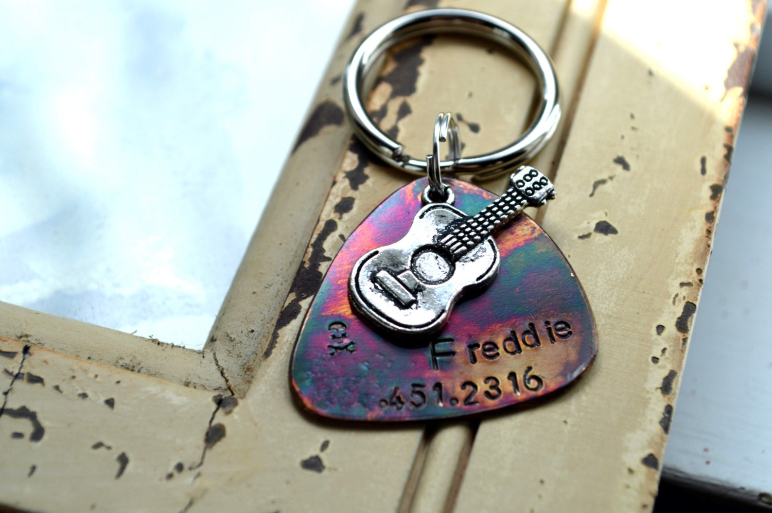 Guitar Pick Colorful... Dog Tag/Tags Cat (Pick-A-Tune)... Pet ID Tags/Tag Keychain Music