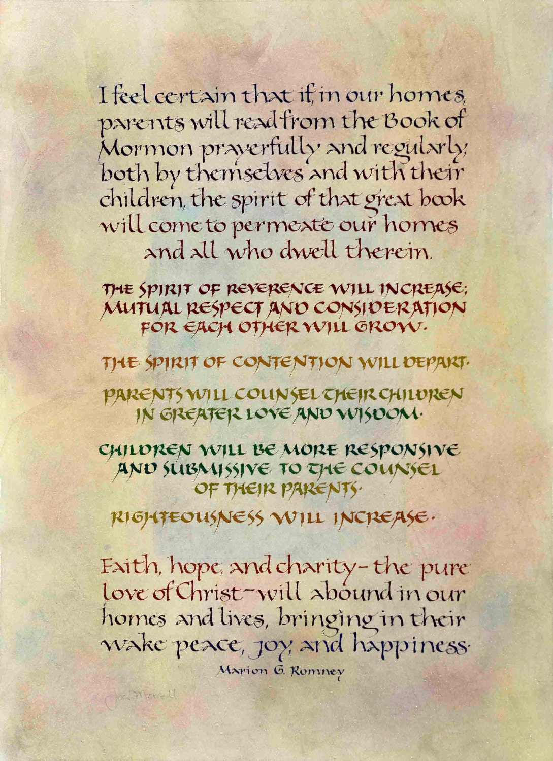 Budget reproduction of  Book of Mormon quote, 7 x 10 inches