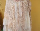vintage inspired extra shabby cotton wrap skirt/shawl...a work of art and love..48" across...