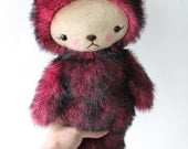 LAST One Kawaii Teddy Bear Plushie PInk and Black TISSAVEL Fur Large LOLA