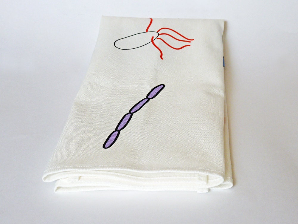 Microbiology Tea Towel - Large Bacteria and Viruses on Linen-Cotton
