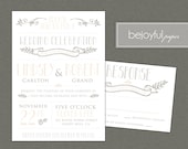 Wedding Invitation and RSVP -Printable DIY. Modern vintage, rustic wedding modern "Lindsey and Robert" (1007)