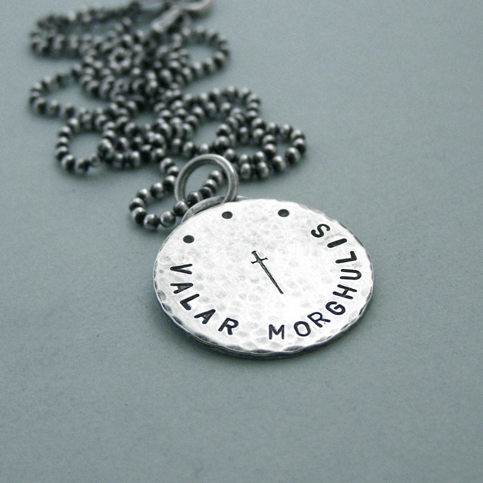 Valar Morghulis Coin Necklace - Hand Stamped Sterling Silver - Game of Thrones