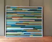 36" x 44" LARGE Blue, Green, Natural Wood Wall Art