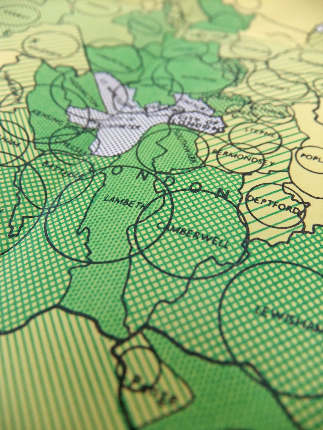 London map - large London map - 1950s design - home decor - Travel to Work in London  - paper ephemera - geekery