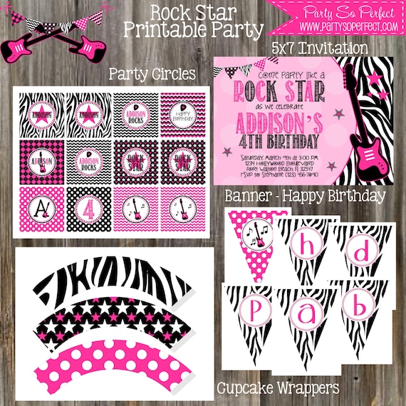 Rock Star Birthday Party Package - Girl DIY Printable Il_570xn