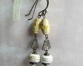 Lampwork Earrings, Vintage Charm Dangles, Rustic Earrings, Beaded Earrings, Beadwork Earrings