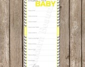 INSTANT DOWNLOAD Yellow and Grey Chevron Wishes for Baby Printable Card - instant download Il_170x135
