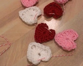 Valentine Heart Garland - Crocheted hearts - Valentine's Day Decoration- Ready to ship