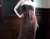 paisley high waist pencil skirt