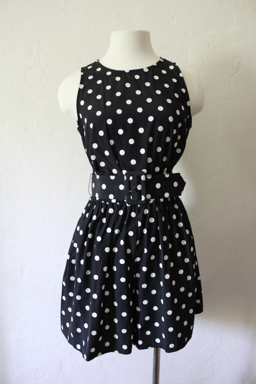 Fabulous 1980's Belted Polka Dot Play suit/ Romper - Size 6