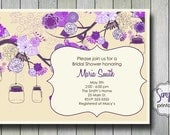 Purple Bridal Shower Invitation with Vintage Flowers & Mason Jars Il_170x135