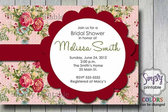 Pink Bridal Shower Invitation with Flowers Il_570xn