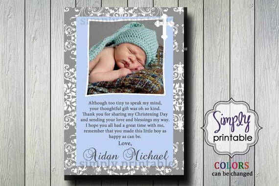 Thank You Card Baptism/Christening Damask Il_570xn